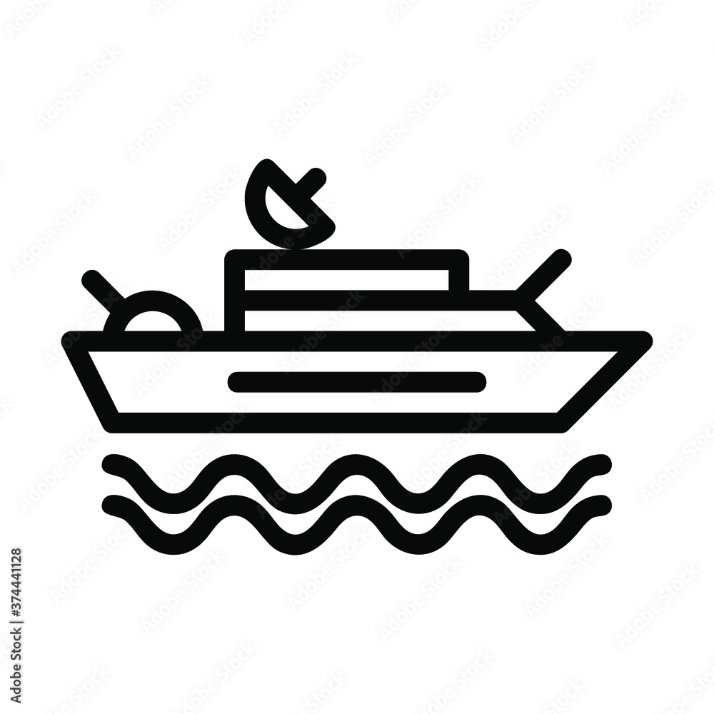 Logo or symbol of warship icon with black line style
