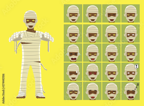 Manga Style Mummy Cartoon Character Emotions