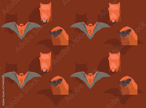 Red Bat Cartoon Vector Illustration Seamless Background-01