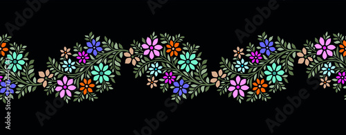 Seamless vector flower border design
