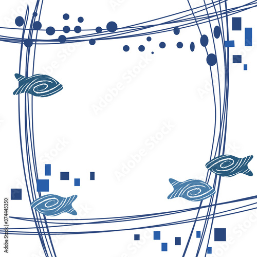 blue fish frame on white background