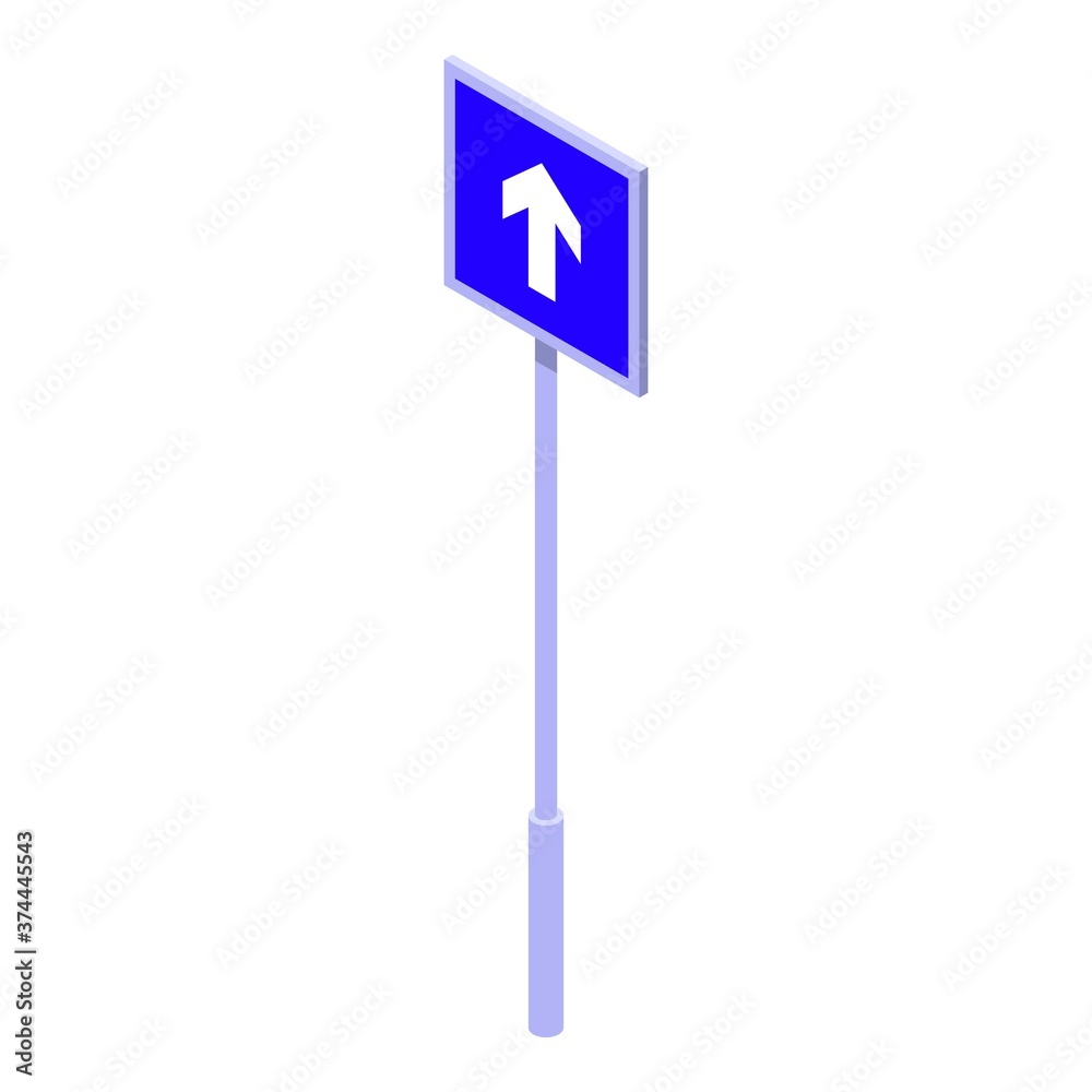 One direction sign road icon. Isometric of one direction sign road vector icon for web design isolated on white background One direction sign road icon. Isometric of one direction sign road vector icon for web design isolated on white background