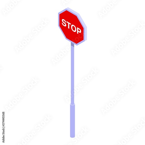 Stop road sign icon. Isometric of stop road sign vector icon for web design isolated on white background