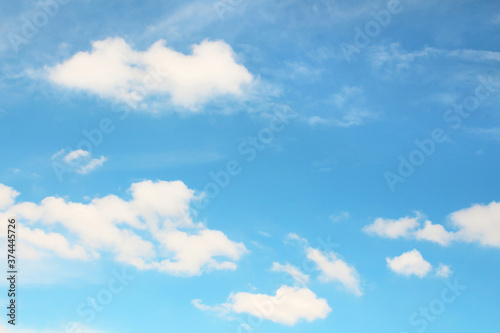 Blue sky with soft white clouds background, beautiful and bright summer skies.