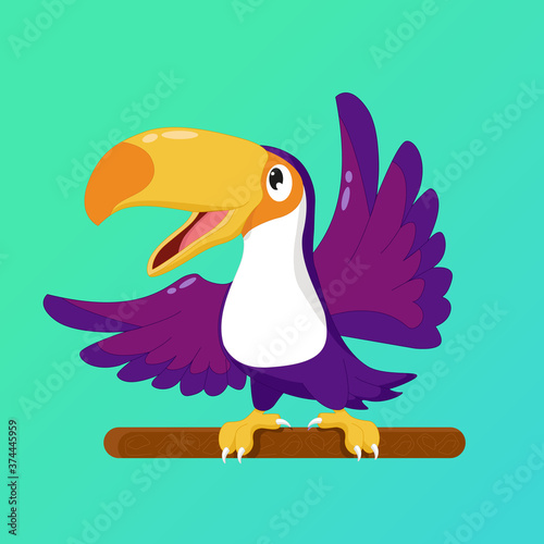 Cartoon colorful parrot on a bright background