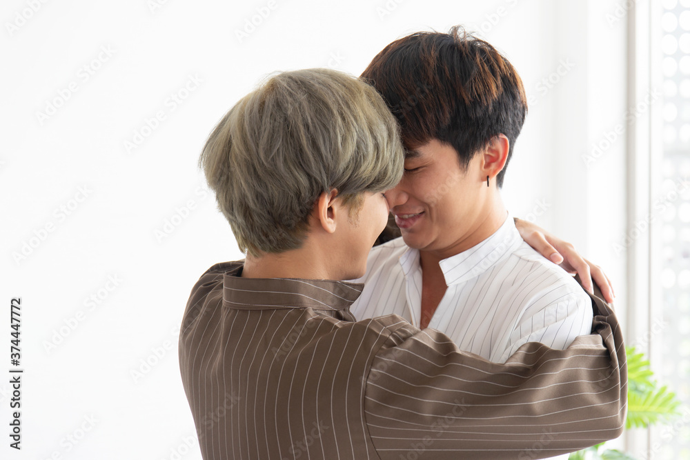 Men love Asian men Young teens Gay couples Open-mindedness concept Men love Asian men Young teens Gay couples Open-mindedness concept