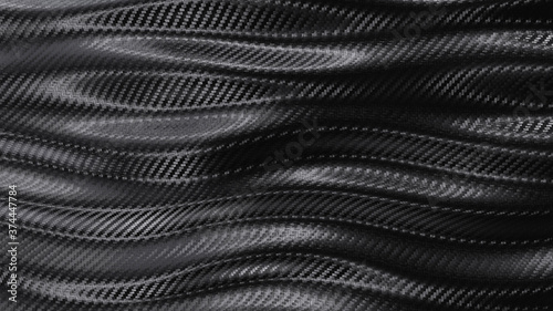 Wallpaper Mural Carbon black wave texture pattern background. 3D rendering Torontodigital.ca