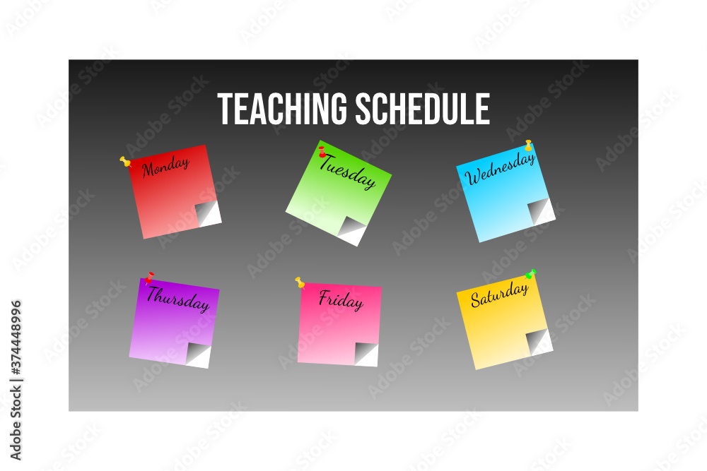 Vector teaching schedule for teachers at home or at school Vector teaching schedule for teachers at home or at school