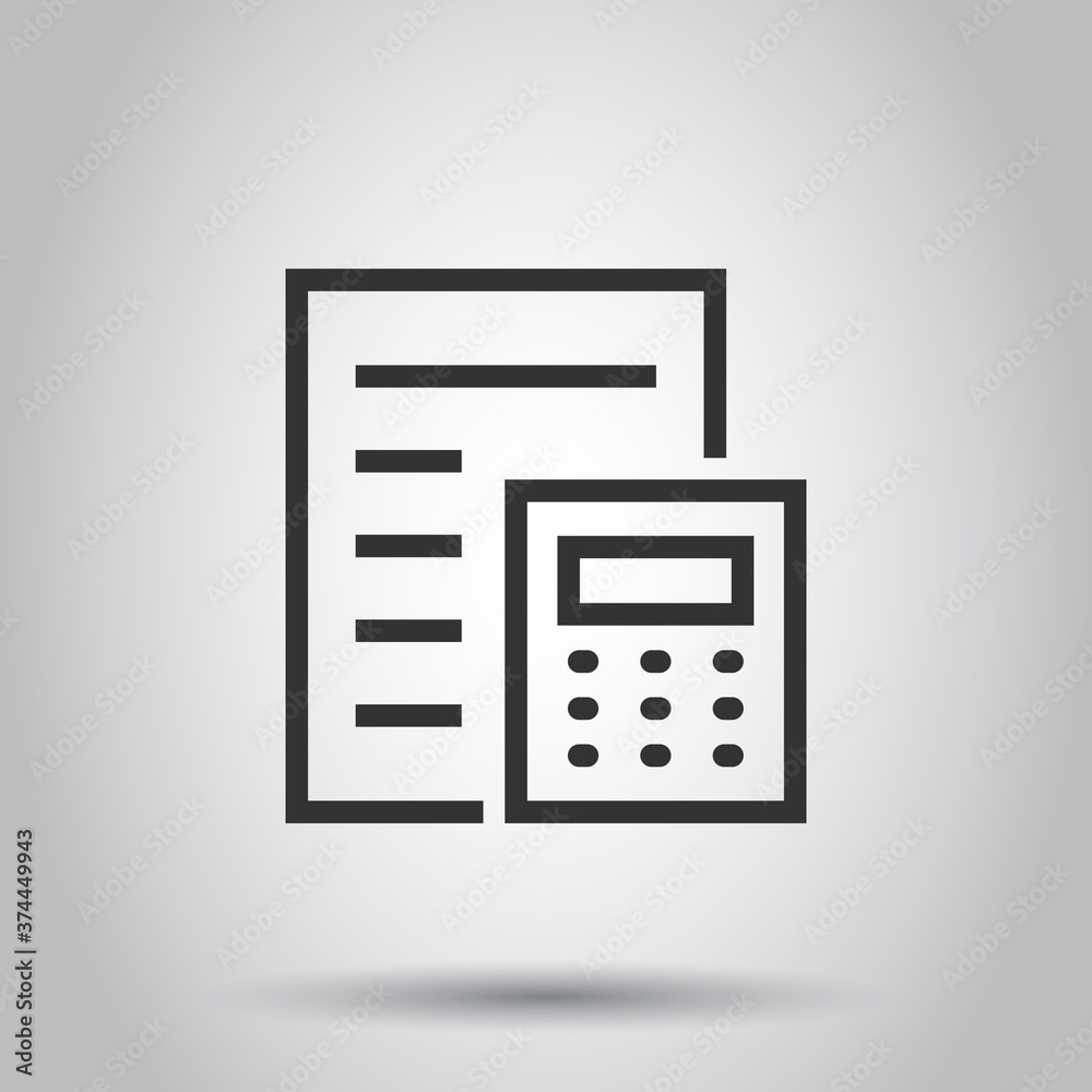 Tax payment icon in flat style. Budget invoice vector illustration on white isolated background. Calculate document business concept. Tax payment icon in flat style. Budget invoice vector illustration on white isolated background. Calculate document business concept.