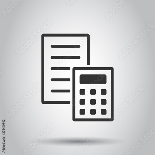 Tax payment icon in flat style. Budget invoice vector illustration on white isolated background. Calculate document business concept.