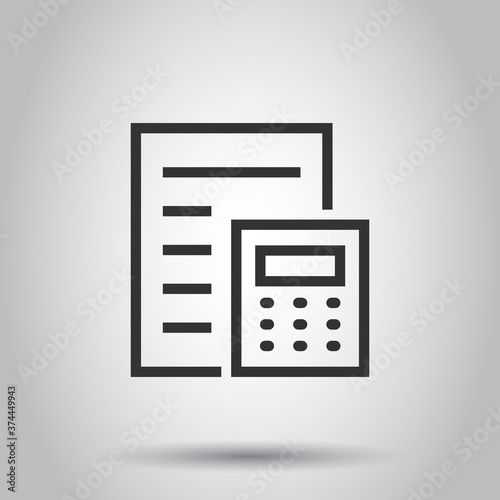 Tax payment icon in flat style. Budget invoice vector illustration on white isolated background. Calculate document business concept.