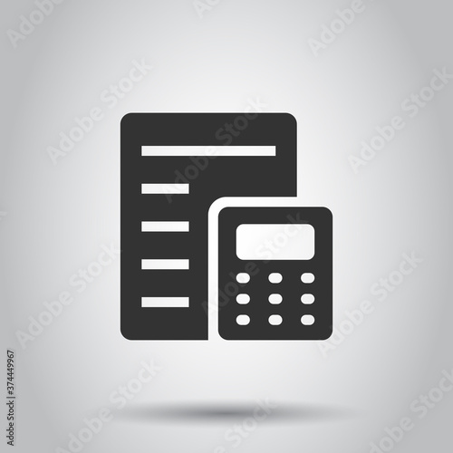 Tax payment icon in flat style. Budget invoice vector illustration on white isolated background. Calculate document business concept.