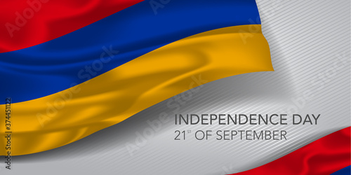 Armenia happy independence day greeting card, banner with template text vector illustration