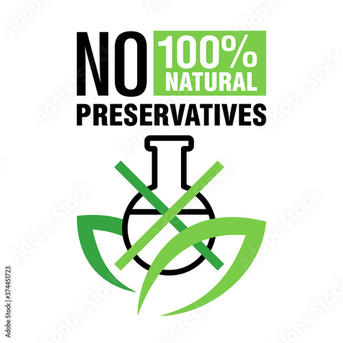 No added preservatives 100 natural label for healthy products of biologically active additives, food, cosmetics - vector badge or stamp