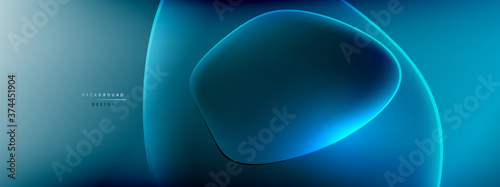 Vector abstract background - liquid bubble shapes on fluid gradient with shadows and light effects. Shiny design template for text