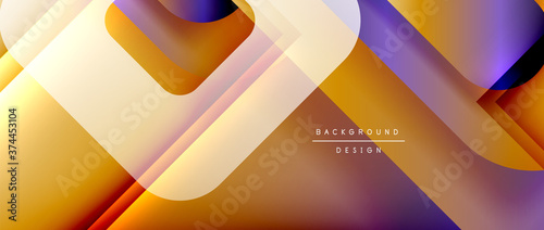 Vector geometric abstract background with lines and modern forms. Fluid gradient with abstract round shapes and shadow and light effects
