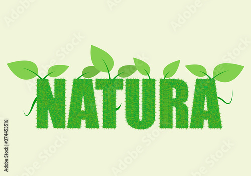 Texto de natural verde con hojas saliendo.