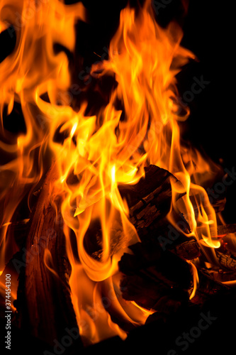 Fire, flames, burning wood. Background