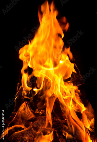 Fire  flames  burning wood. Background