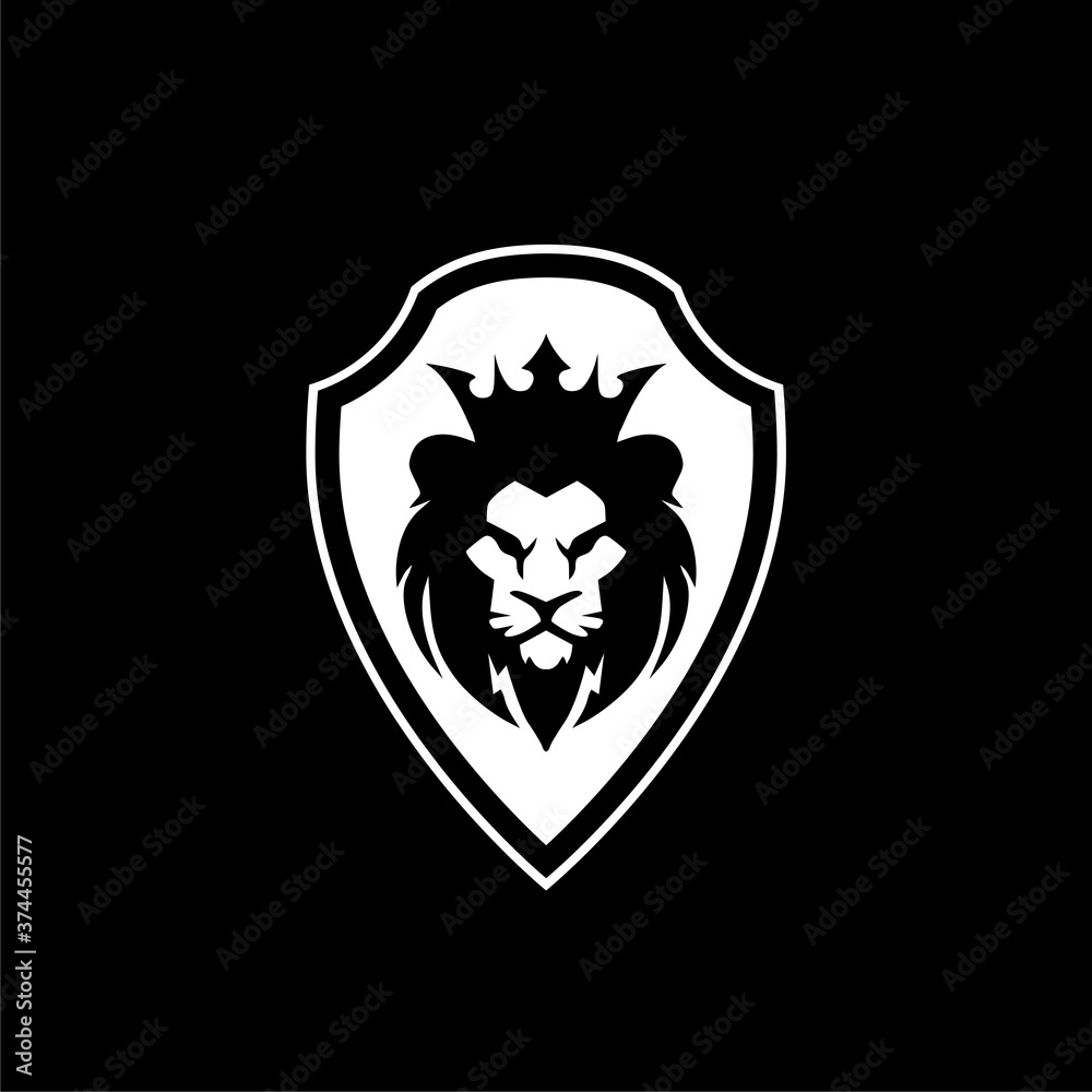 Lion Shield Logo isolated on dark background Lion Shield Logo isolated on dark background