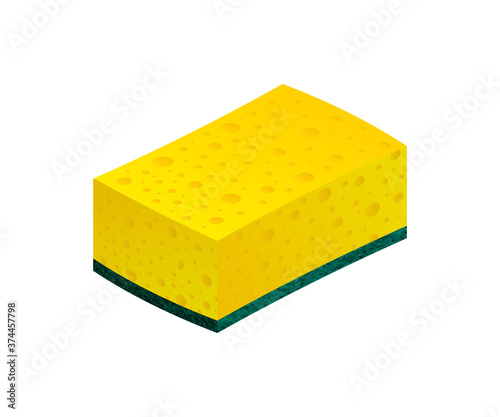 Scouring pads spong for housework cleaning and scouring pad domestic spong work tools. Vector stock illustration. photo