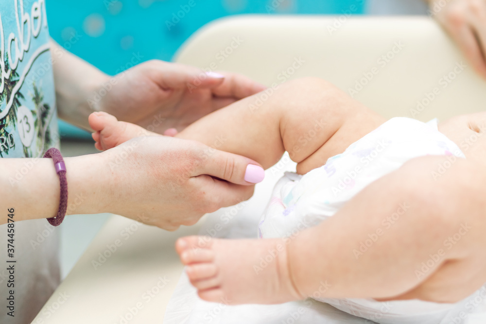 Baby massage, close up shot. Child massage, newborn. Baby massage, close up shot. Child massage, newborn.