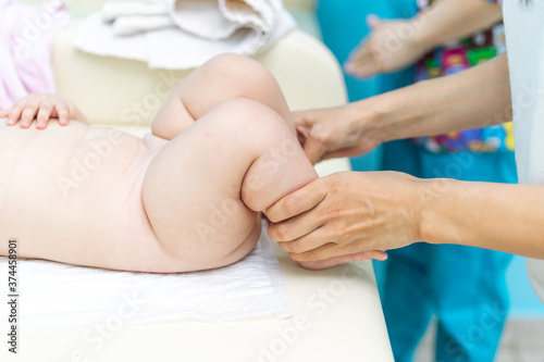 Baby massage  close up shot. Child massage  newborn.
