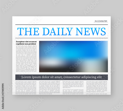 Vector mock up of a blank daily newspaper. Fully editable whole newspaper in clipping mask. Vector stock illustration.