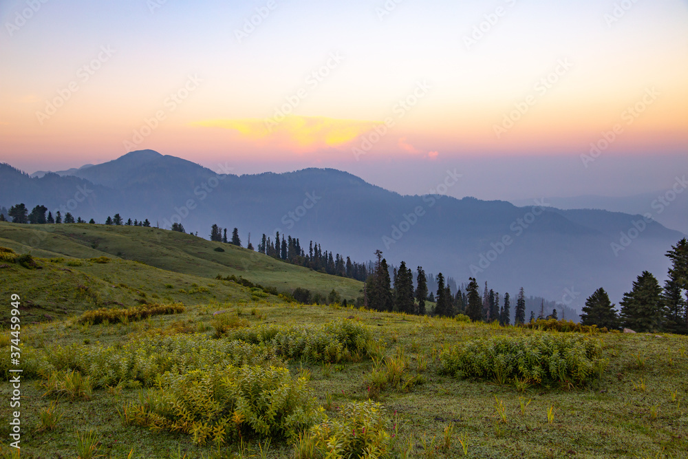 lush green landscape mountains - siri paye Medows cloudy sky in early morning meadow in the mountains