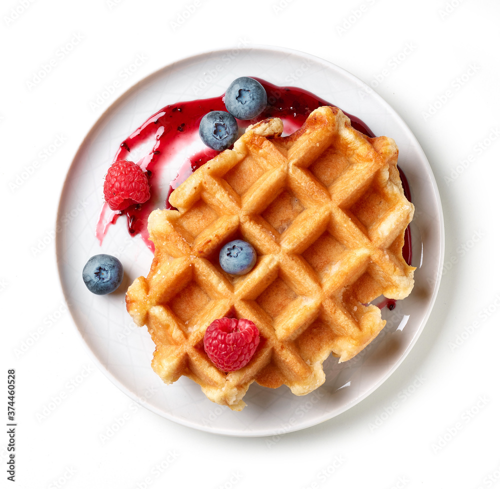 dessert of belgian waffle and fresh berries dessert of belgian waffle and fresh berries