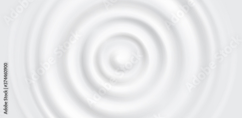 Wavy circular pulsation of liquid. Splash from falling drop of dairy products, cosmetic creams. Swirl drop of milk, top view.