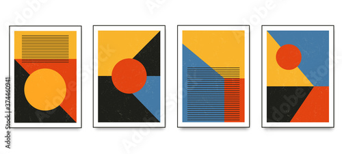 Set of minimalistic geometric art posters with geometric shape elements. Modern contemporary creative trendy abstract templates vector illustration. © Ramcreative