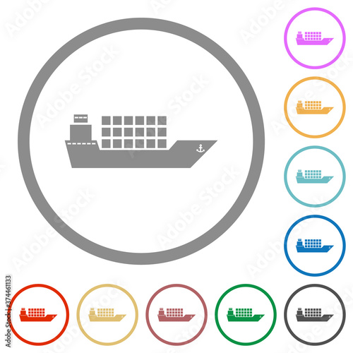 Freighter flat icons with outlines