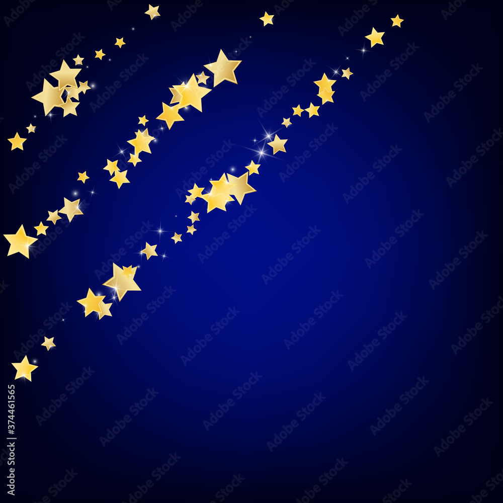 Golden Falling Stars Vector Blue Background. 