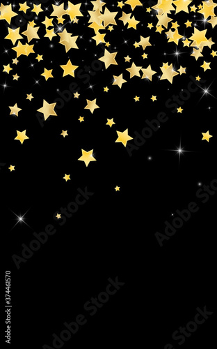Fototapeta Naklejka Na Ścianę i Meble -  Gold Celebration Stars Vector Black Background. 