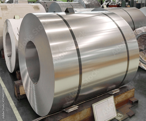 Canvas Print Stainless steel sheet in coil in factory warehouse