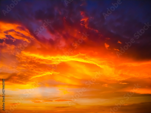 Dramatics sky during the golden sunset