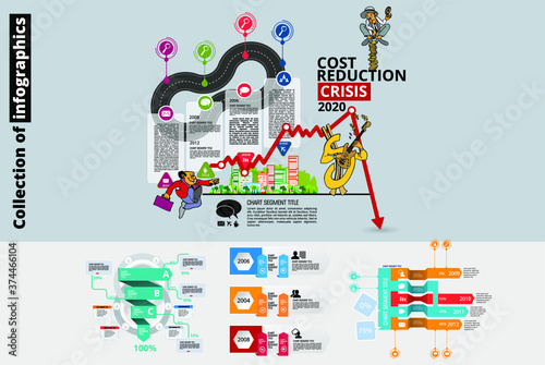 Abstract infographics template with cartoon character. Vector illustration