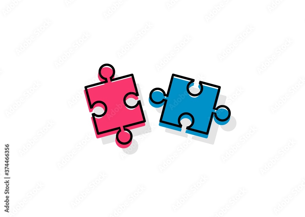 puzzle pieces red and blue white background puzzle pieces red and blue white background