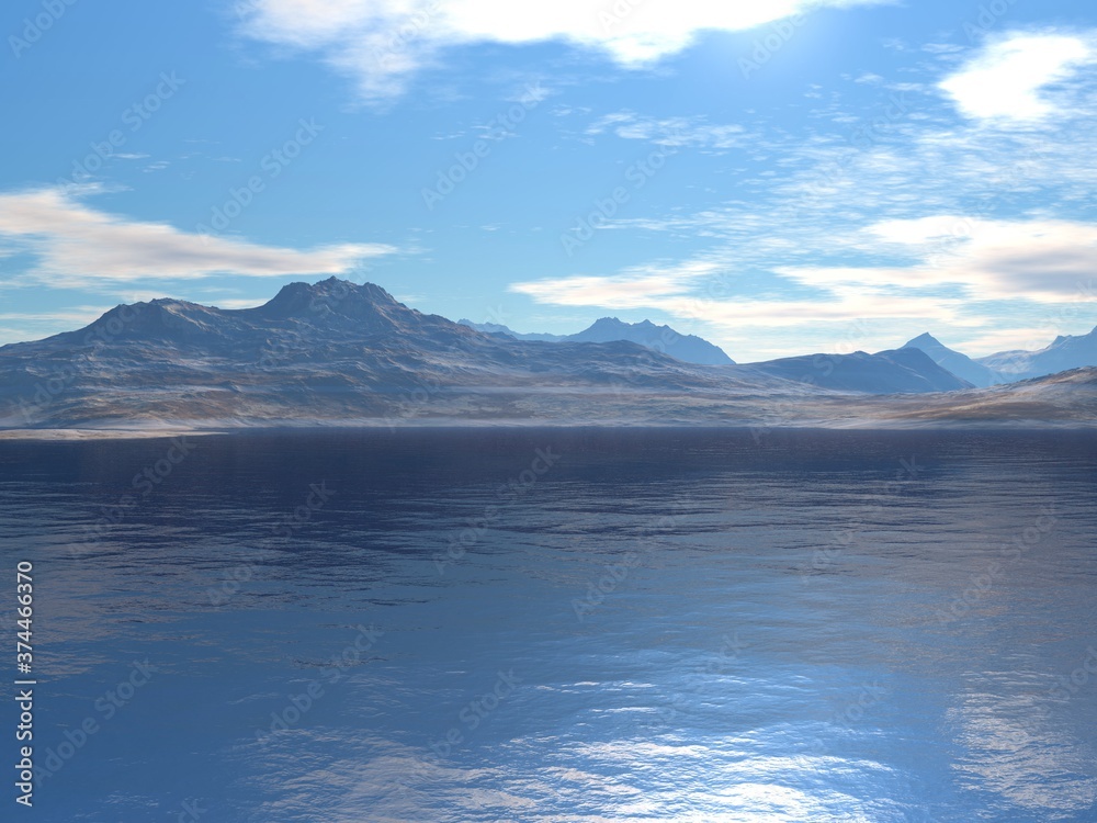 3d illustration of a blue sky landscape
