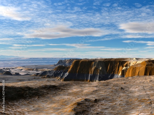 3d illustration of a blue sky landscape