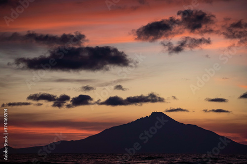 Sunset view of Rishiri Fuji in Hokkaido, Japan photo