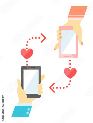 Smartphone man and woman dating app