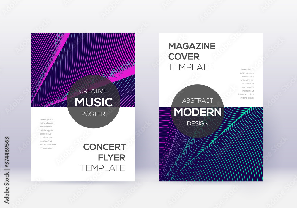 Modern cover design template set. Neon abstract li