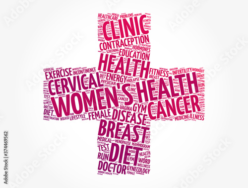 Women's Health cross word cloud collage, medical concept background
