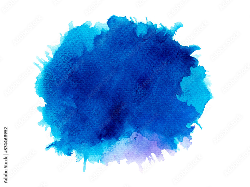 blue watercolor brush of paint on white.