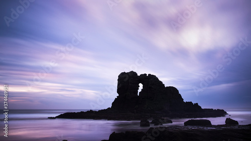 Long exposure image of Keyhole rocks at Anawhata beach, Waitakere, Auckland