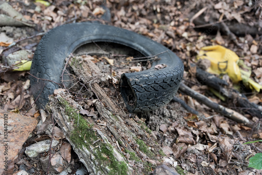 old used tyres illegal disposed in nature old used tyres illegal disposed in nature