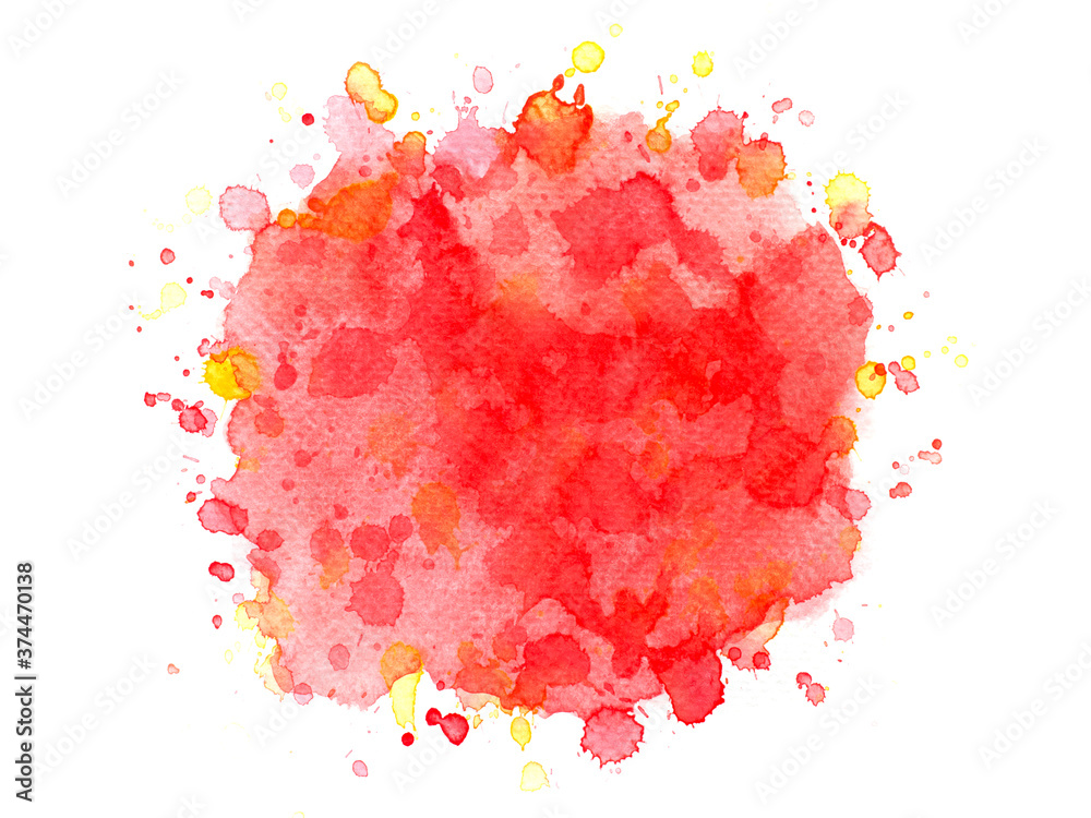 red watercolor splashes on paper.