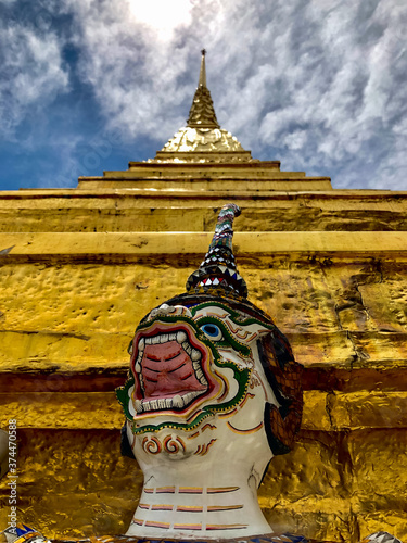 Giant and Golden Pagoda in Wat Phra Kaew.Famous temples of thailand photo